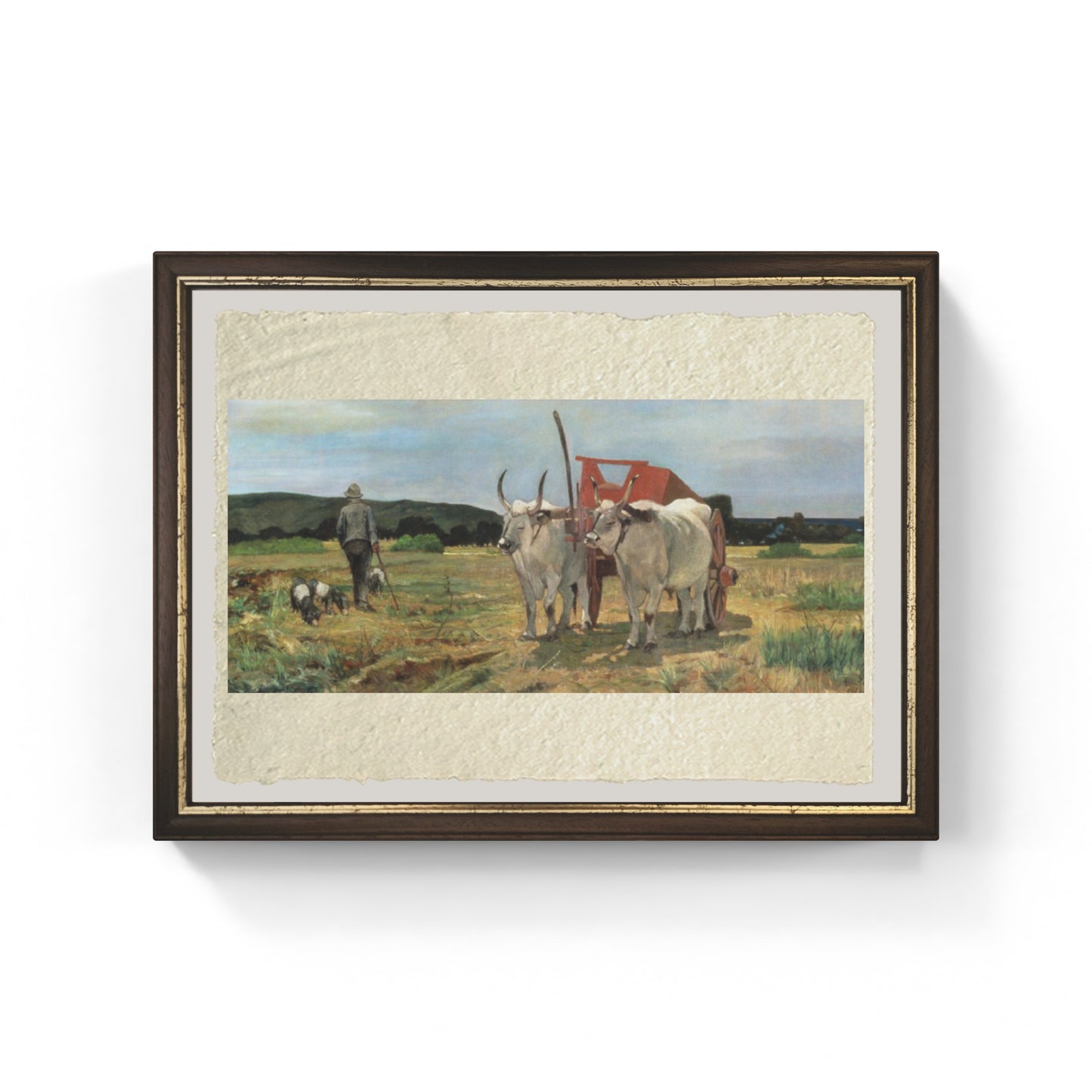 Carro trainato da buoi nella Maremma toscana di Giovanni Fattori su pregiata carta Amalfi