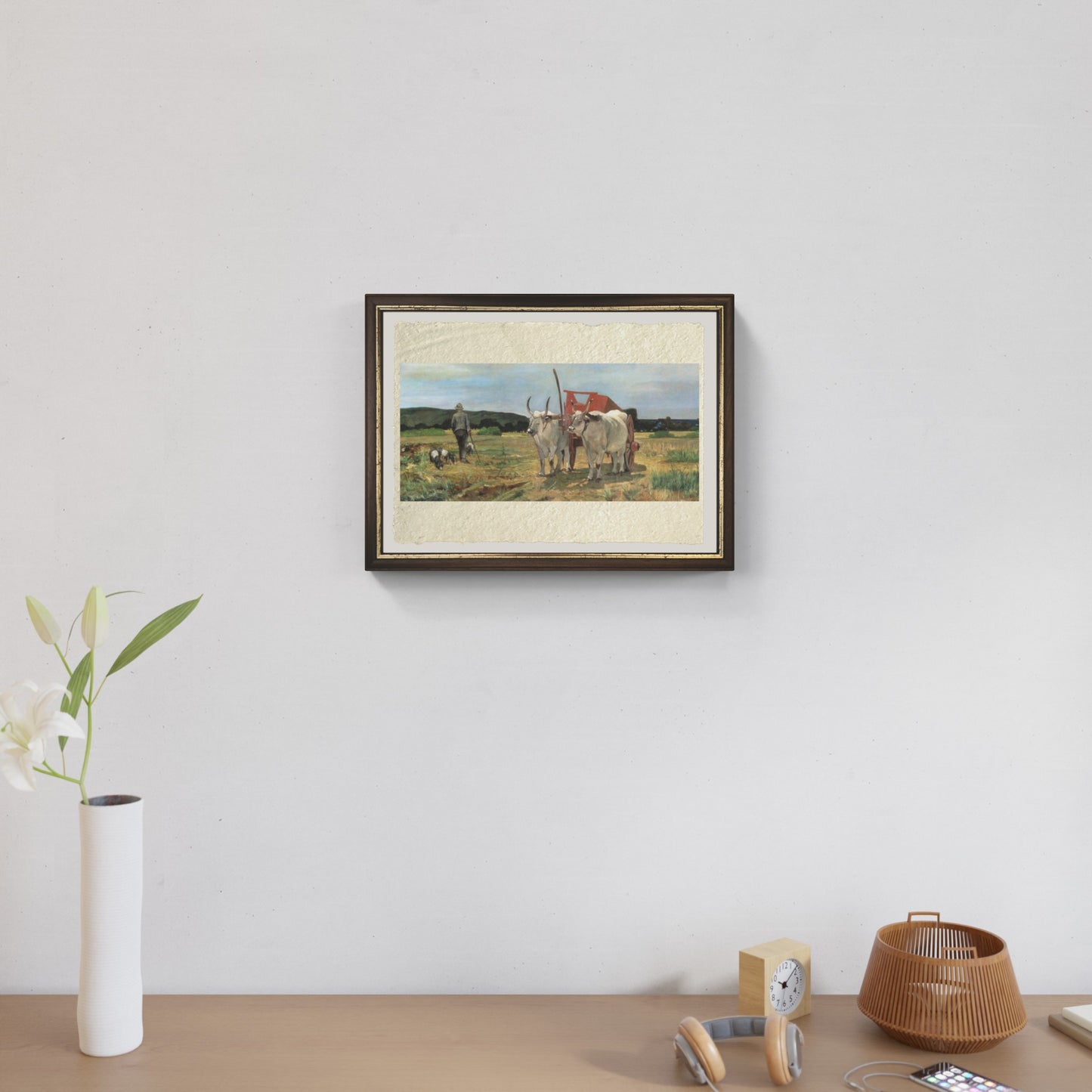 Carro trainato da buoi nella Maremma toscana di Giovanni Fattori su pregiata carta Amalfi