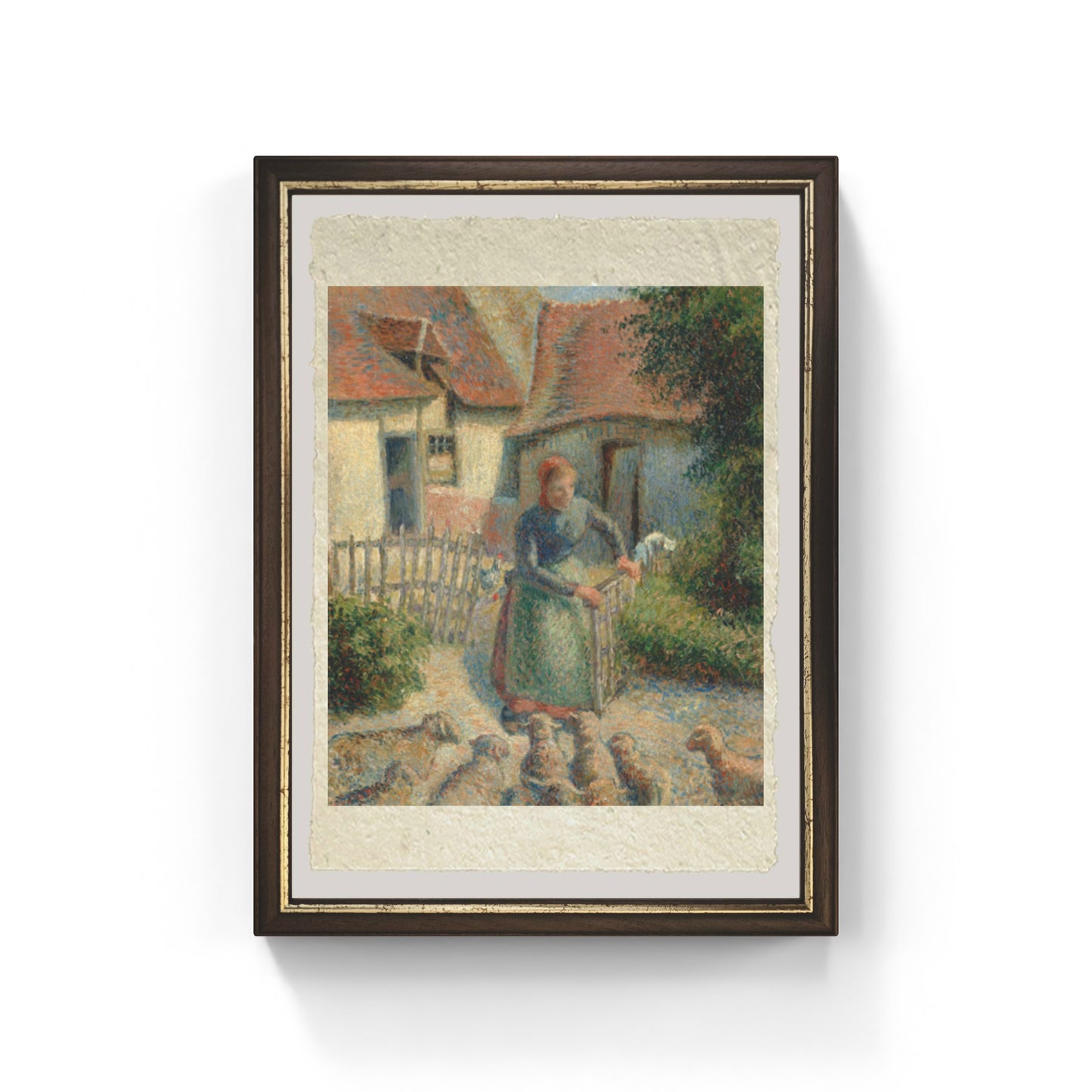 Bergère rentrant des moutons di Camille Pissarro su pregiata carta Amalfi