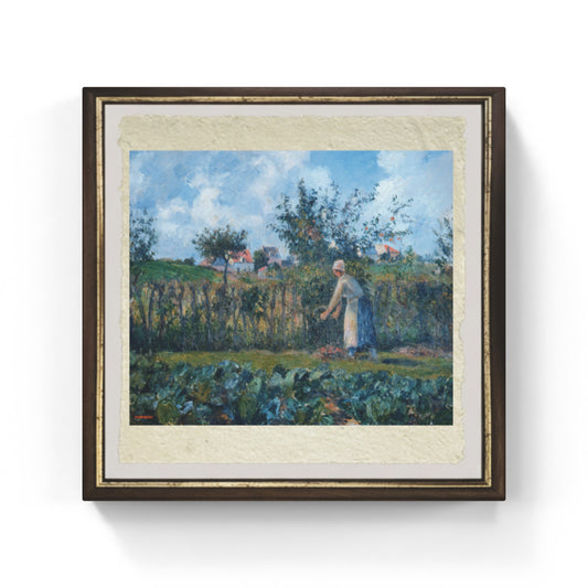 Donna nell’orto di Camille Pissarro su pregiata carta Amalfi