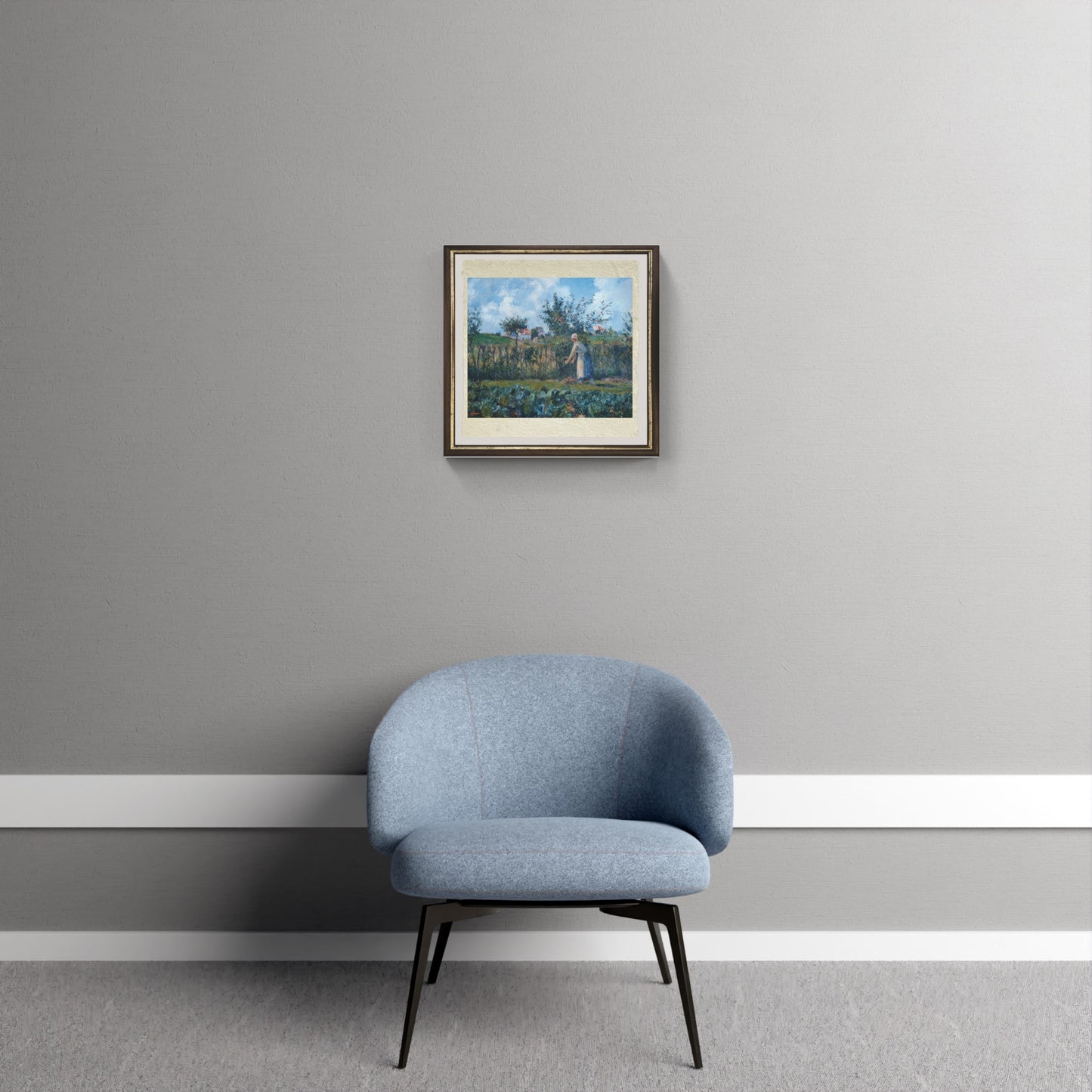 Donna nell’orto di Camille Pissarro su pregiata carta Amalfi