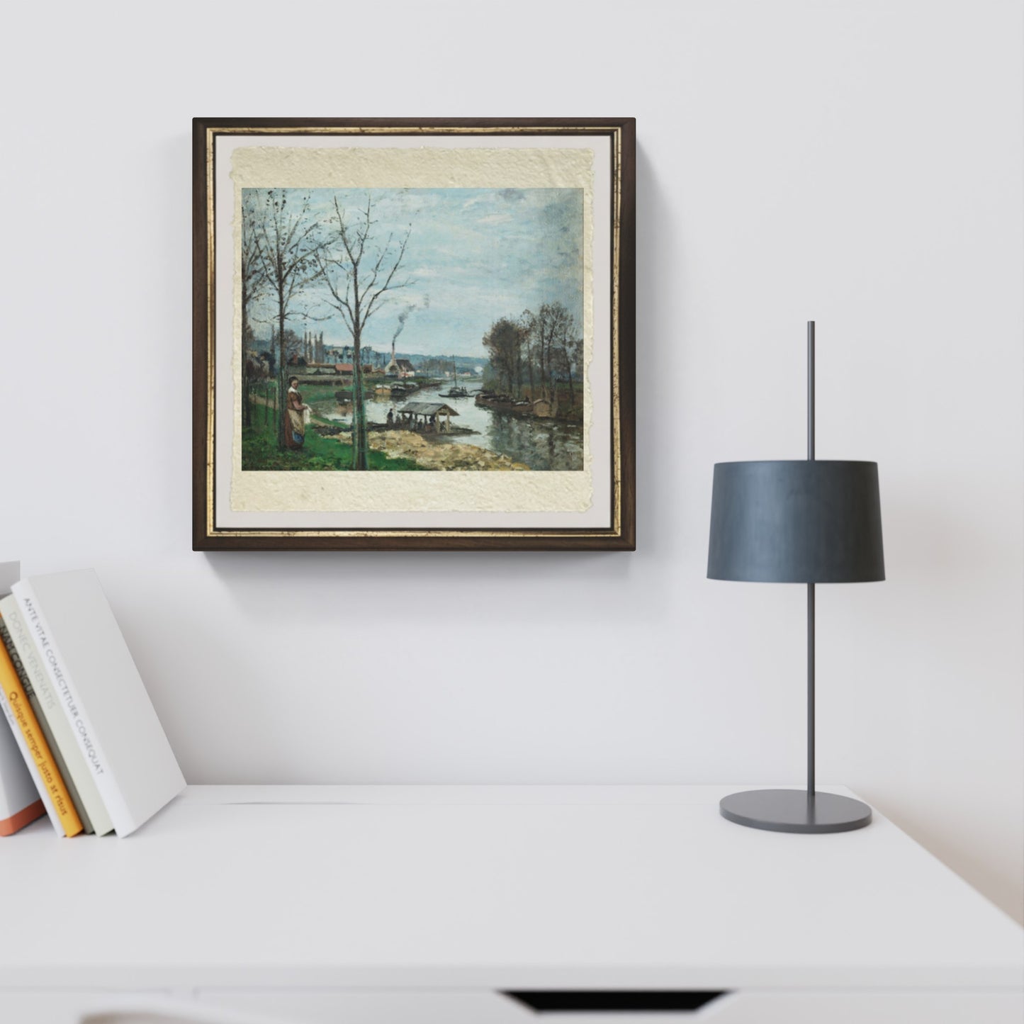 La Seine à Port-Marly, le lavoir di Camille Pissarro su pregiata carta Amalfi