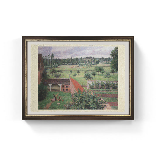 Vista dalla mia finestra in una giornata nuvolosa, Eragny di Camille Pissarro su pregiata carta Amalfi