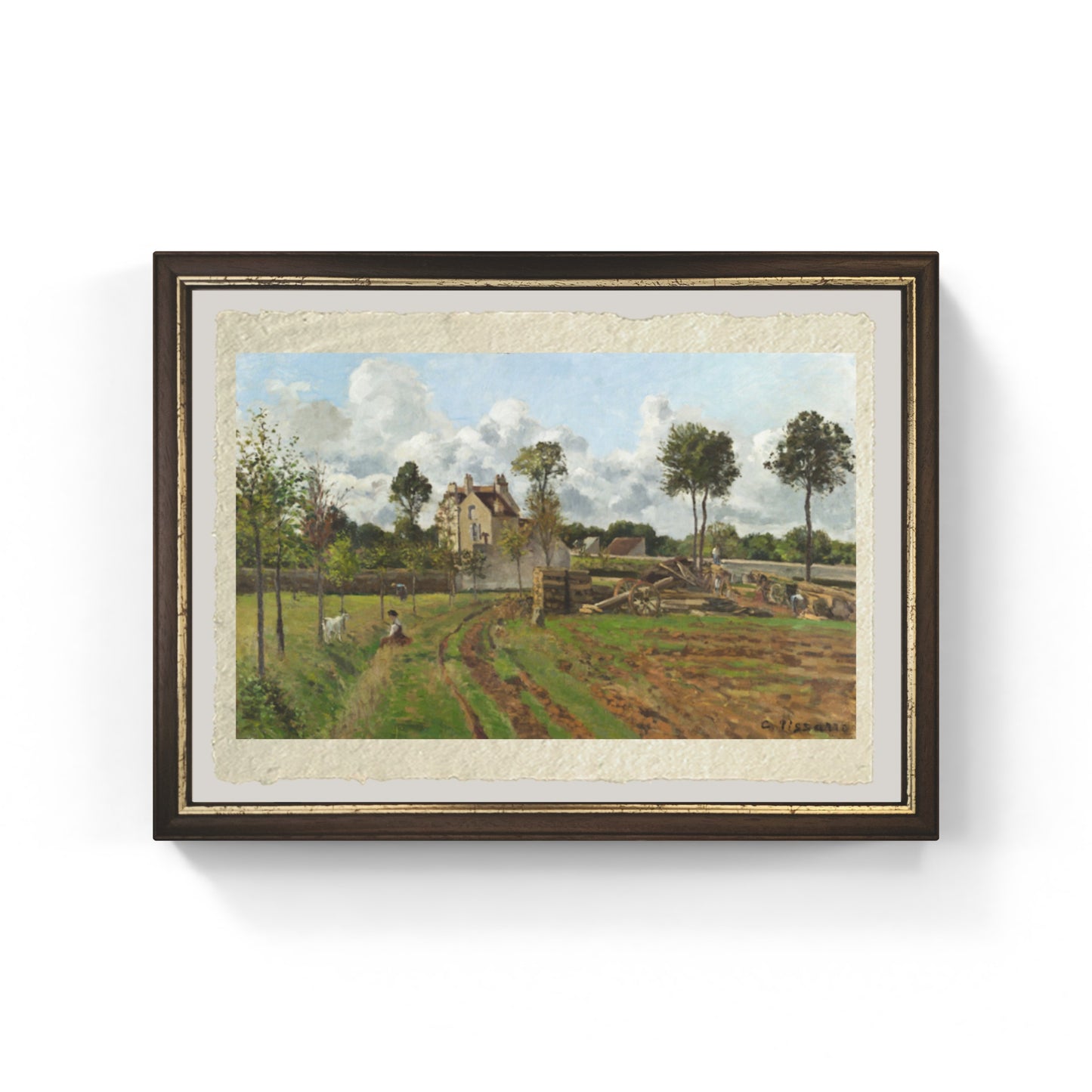 Allée de la Tour-du-Jongleur et maison de M. Musy, Louveciennes di Camille Pissarro su pregiata carta Amalfi