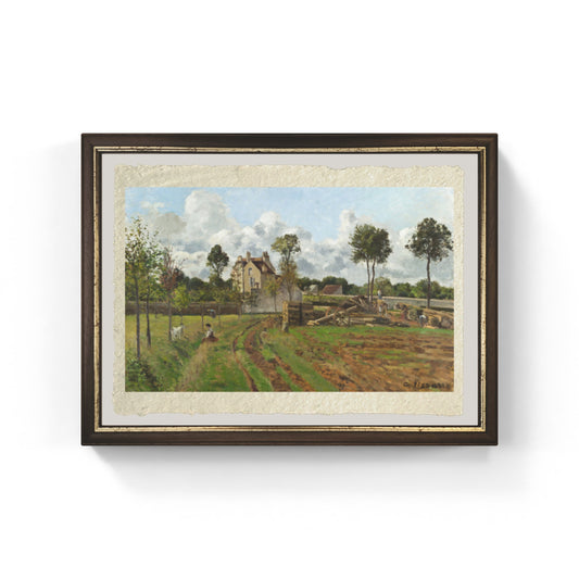 Allée de la Tour-du-Jongleur et maison de M. Musy, Louveciennes di Camille Pissarro su pregiata carta Amalfi