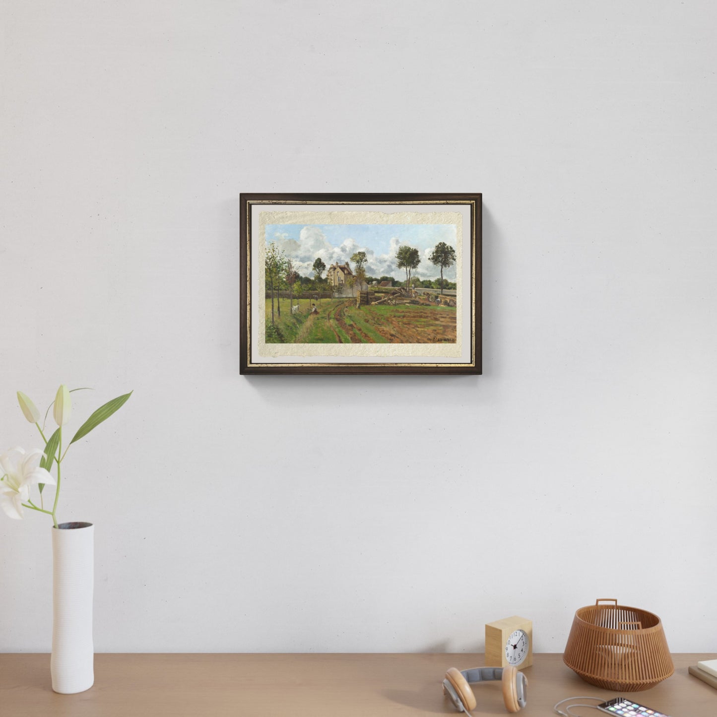 Allée de la Tour-du-Jongleur et maison de M. Musy, Louveciennes di Camille Pissarro su pregiata carta Amalfi