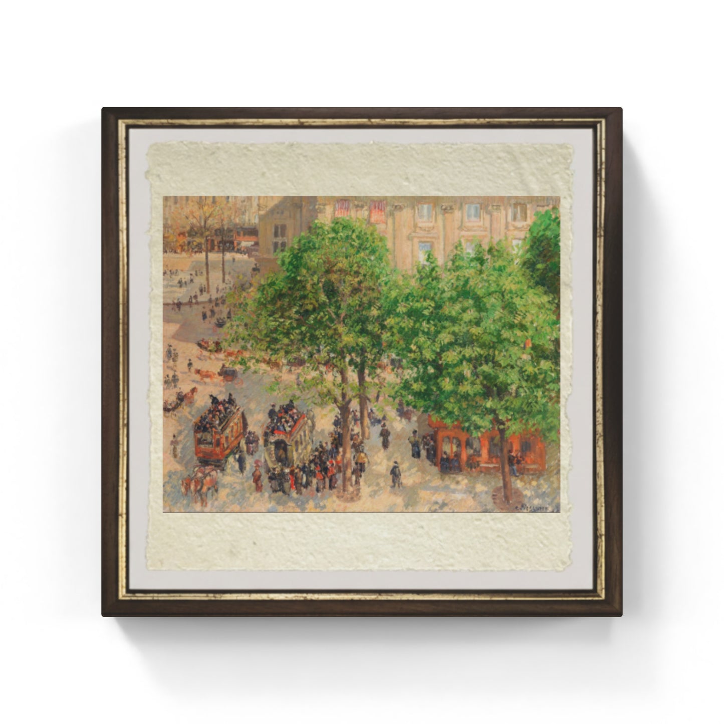 Place du Théâtre Français, sole in un mattino di primavera di Camille Pissarro su pregiata carta Amalfi
