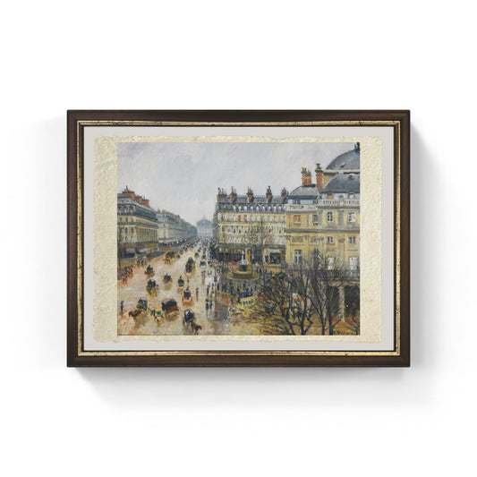 Place du Théâtre Français, pioggia di Camille Pissarro su pregiata carta Amalfi