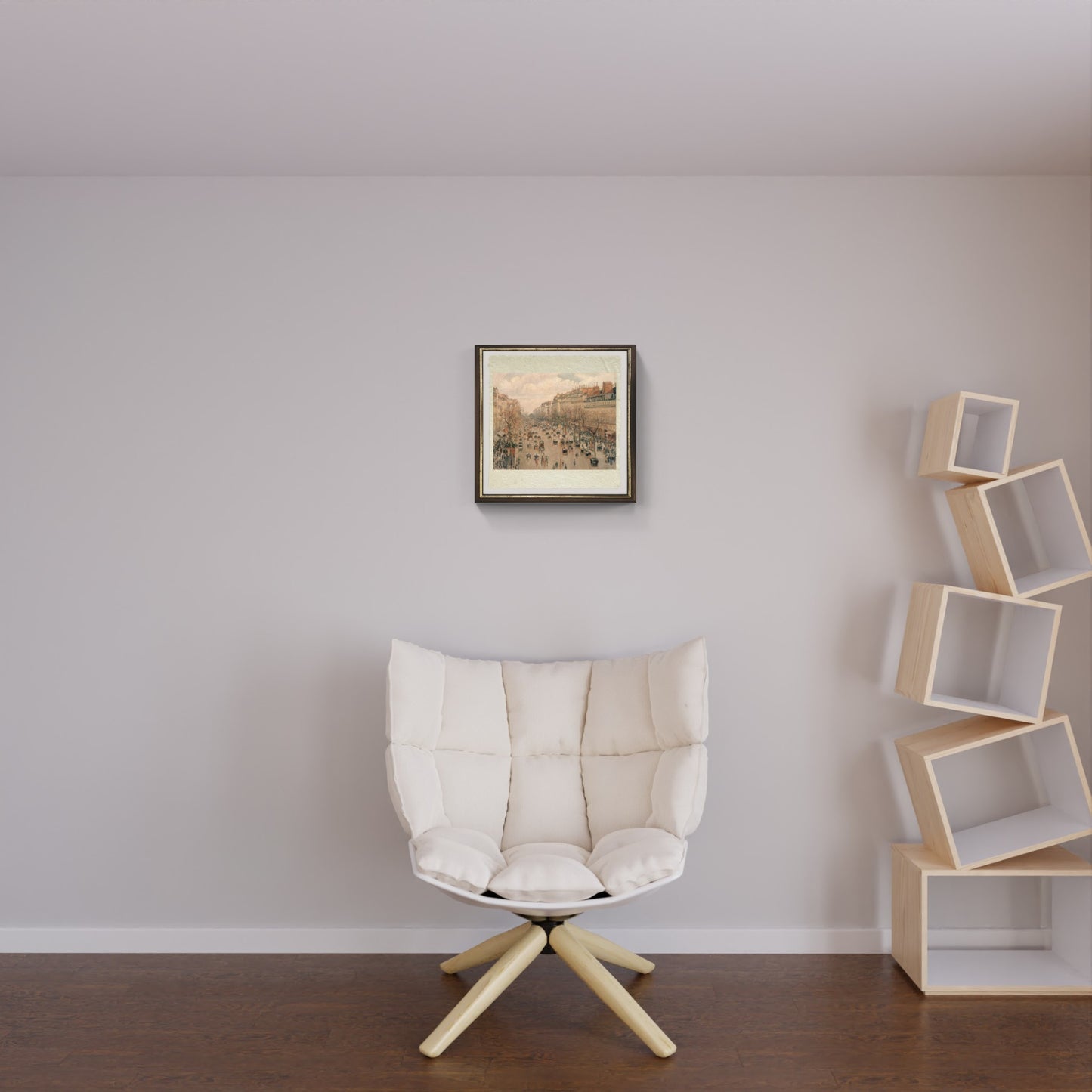 Boulevard Montmartre, effetto di sole al tramonto di Camille Pissarro su pregiata carta Amalfi