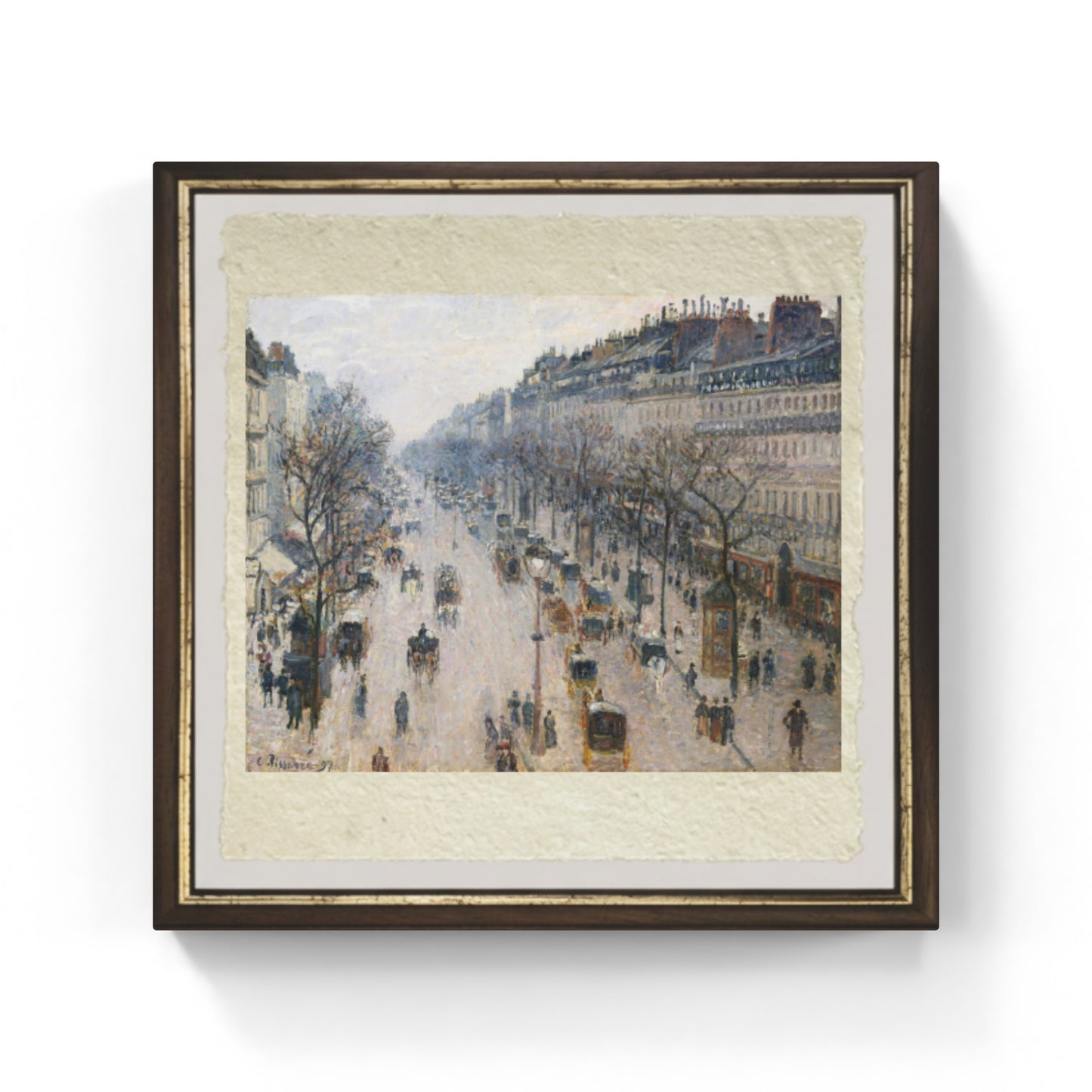 Boulevard Montmartre, un mattino d'inverno di Camille Pissarro su pregiata carta Amalfi