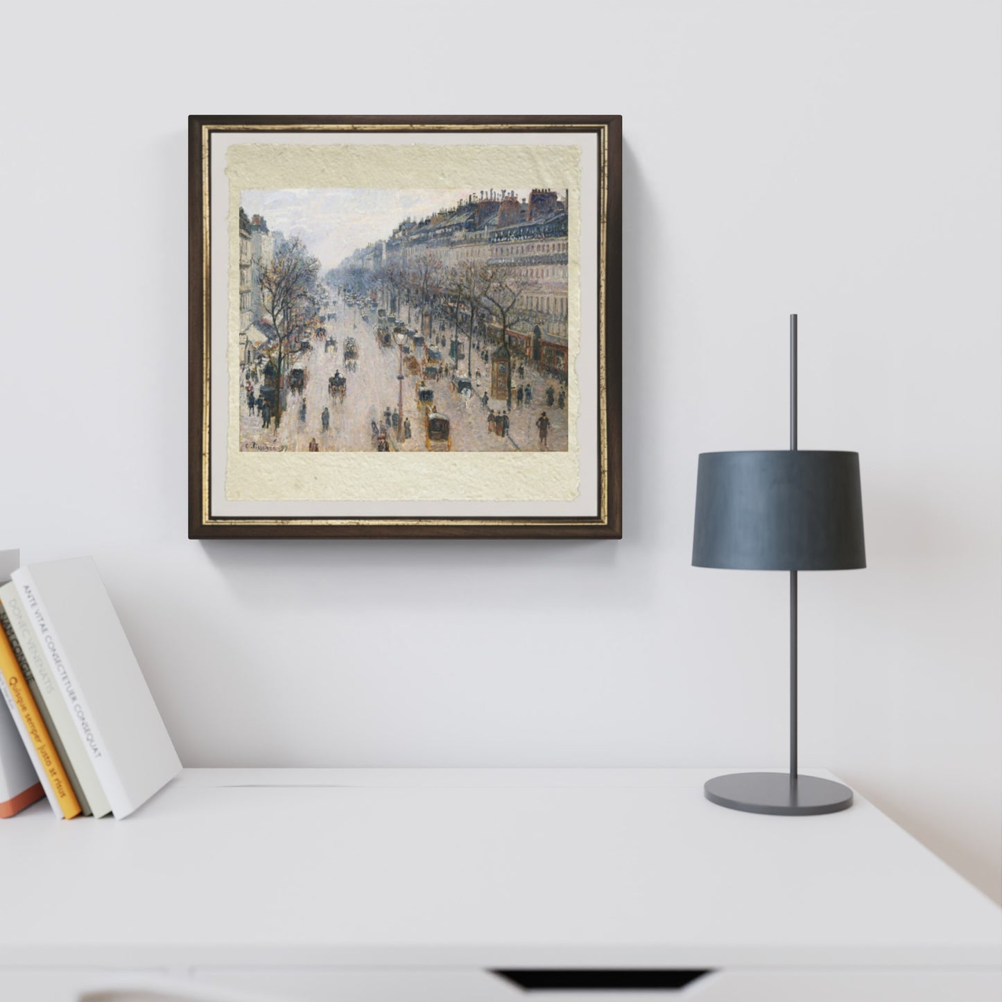 Boulevard Montmartre, un mattino d'inverno di Camille Pissarro su pregiata carta Amalfi