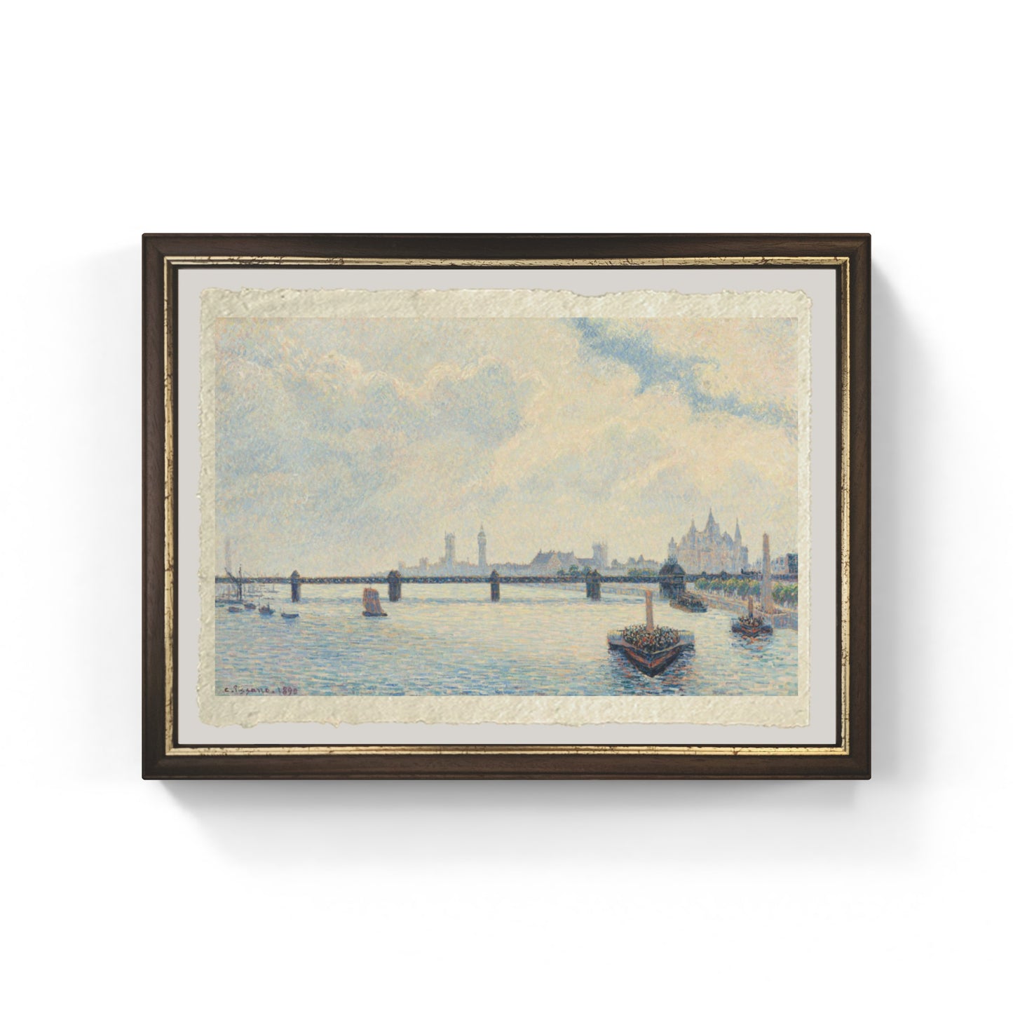 Il ponte di Charing Cross, Londra di Camille Pissarro su pregiata carta Amalfi