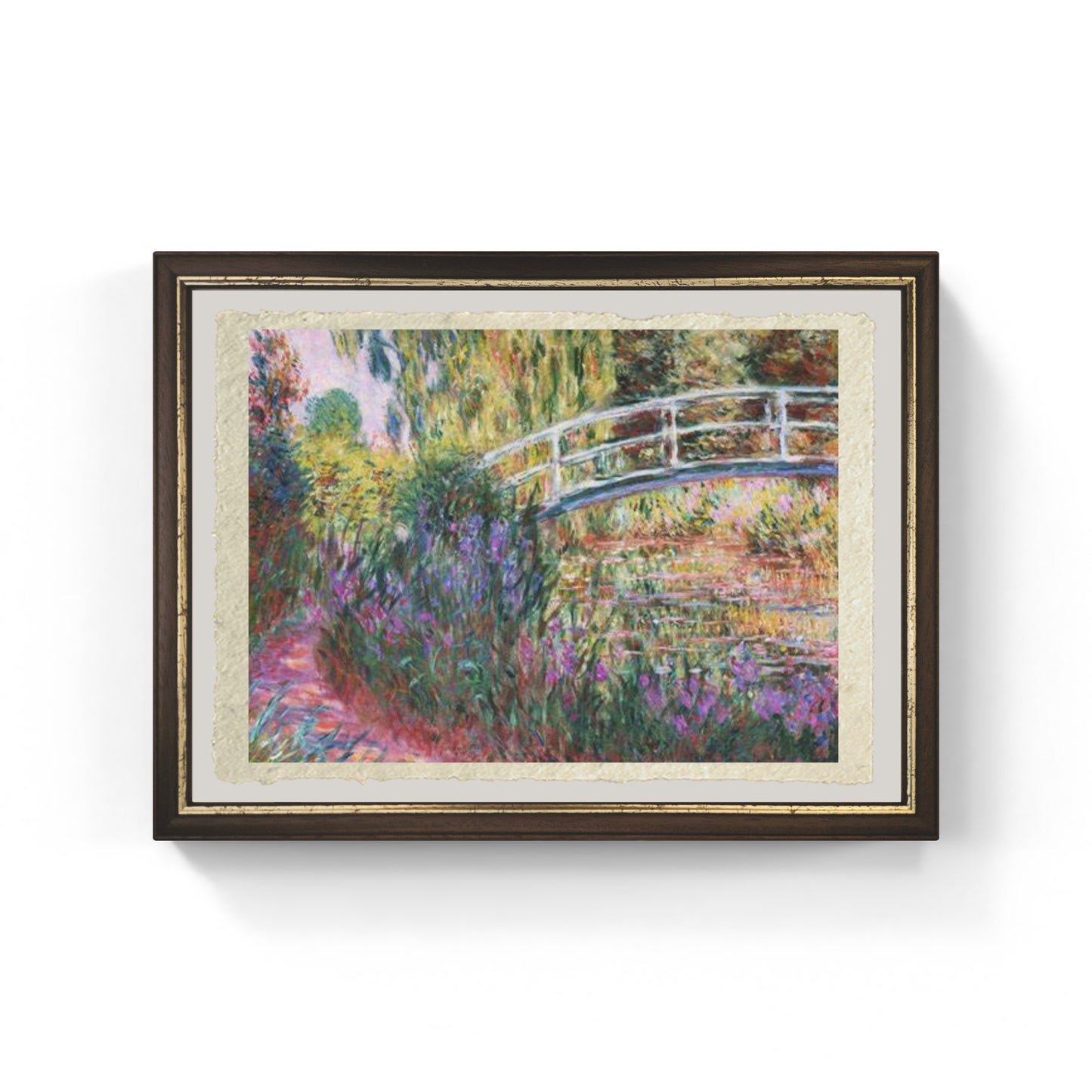 Ponte sul laghetto delle ninfee di Claude Monet su pregiata carta Amalfi