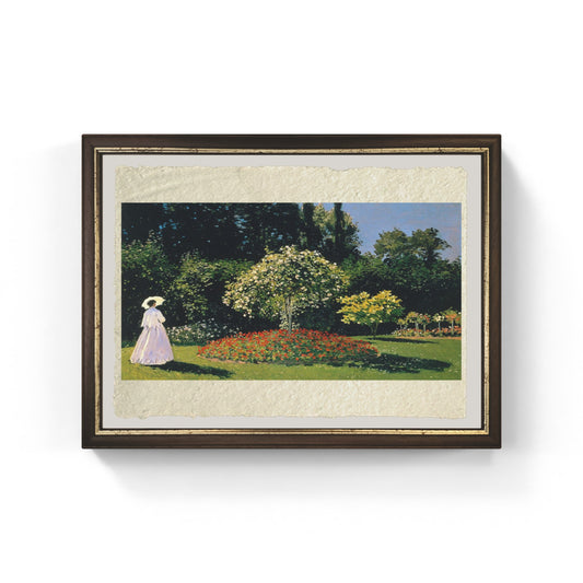 La signora in giardino di Claude Monet su pregiata carta Amalfi