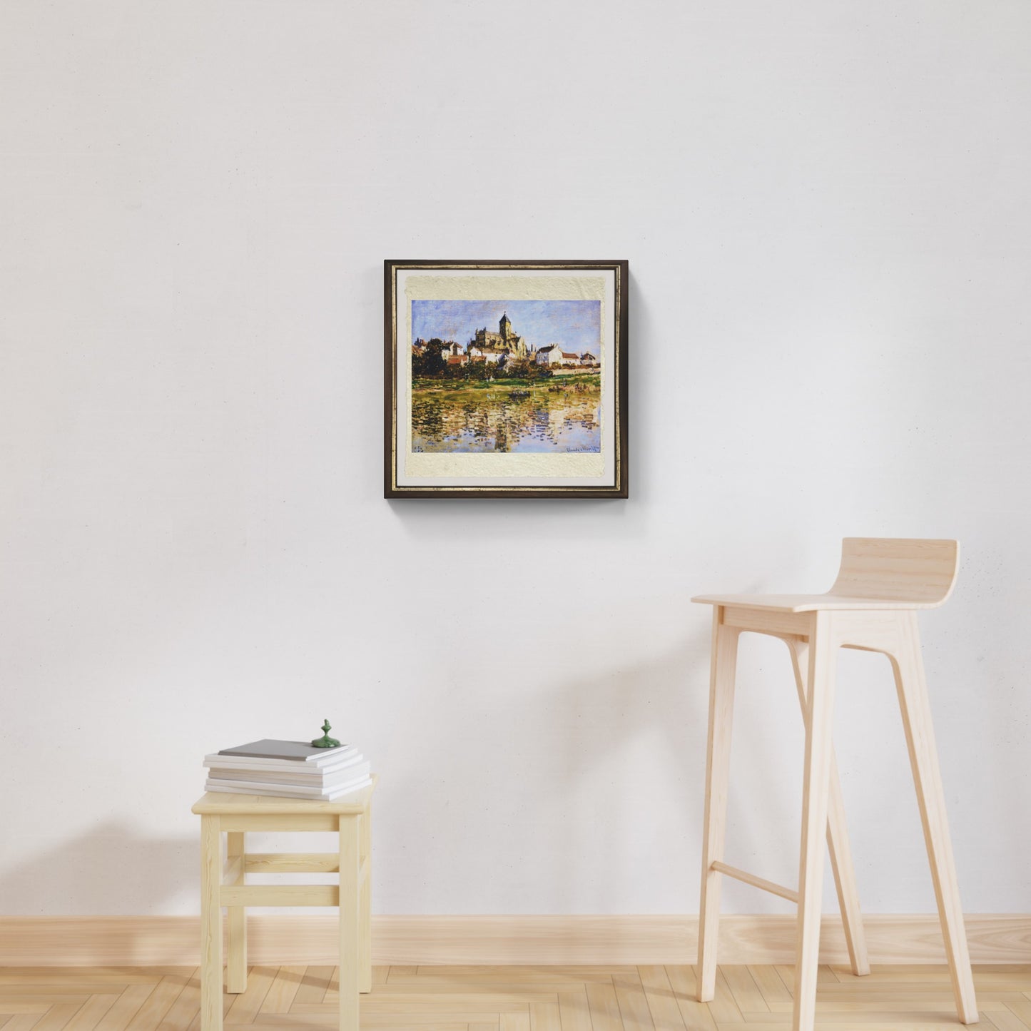 La chiesa di Vetheuil di Claude Monet su pregiata carta Amalfi