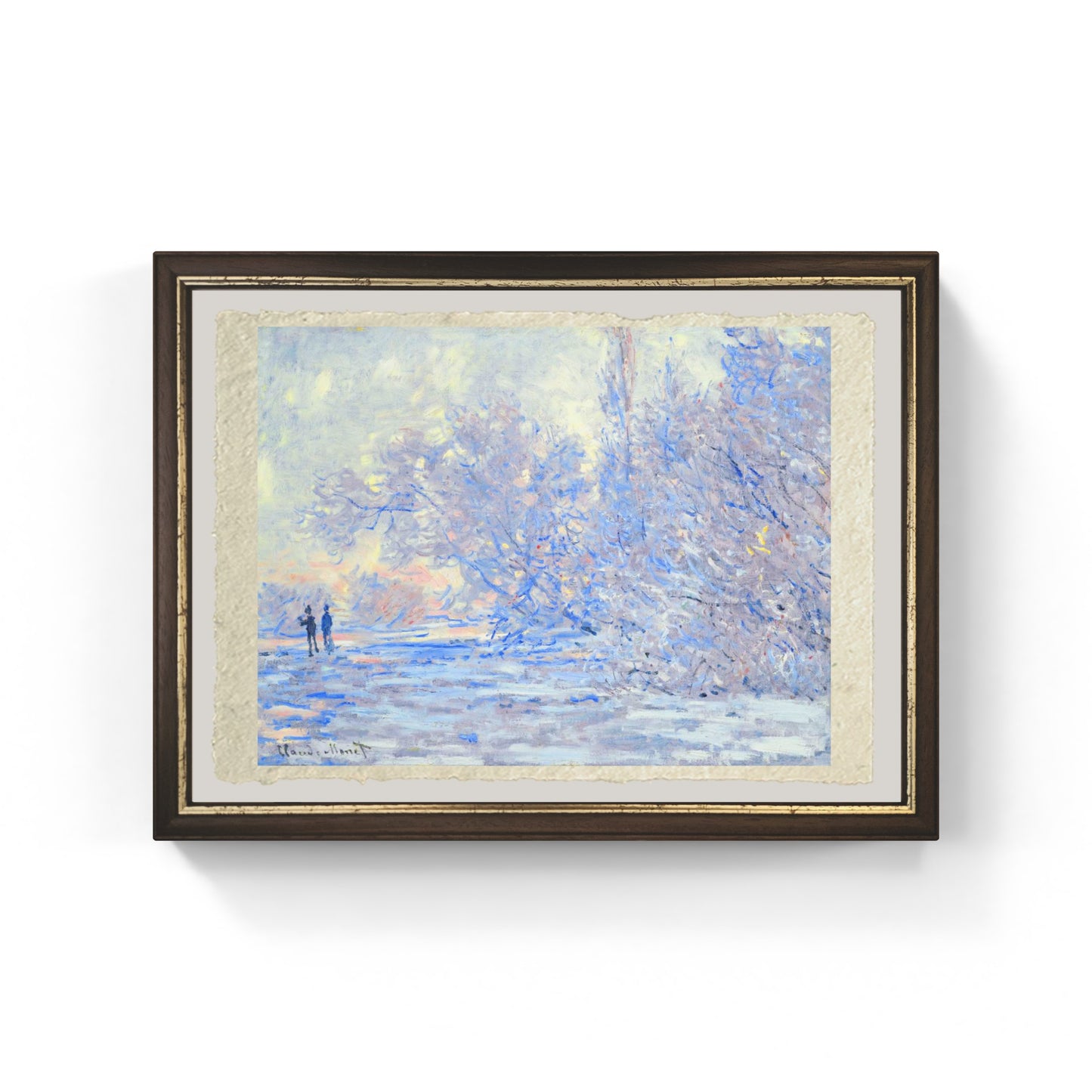 La strada di Giverny sotto la neve di Claude Monet su pregiata carta Amalfi