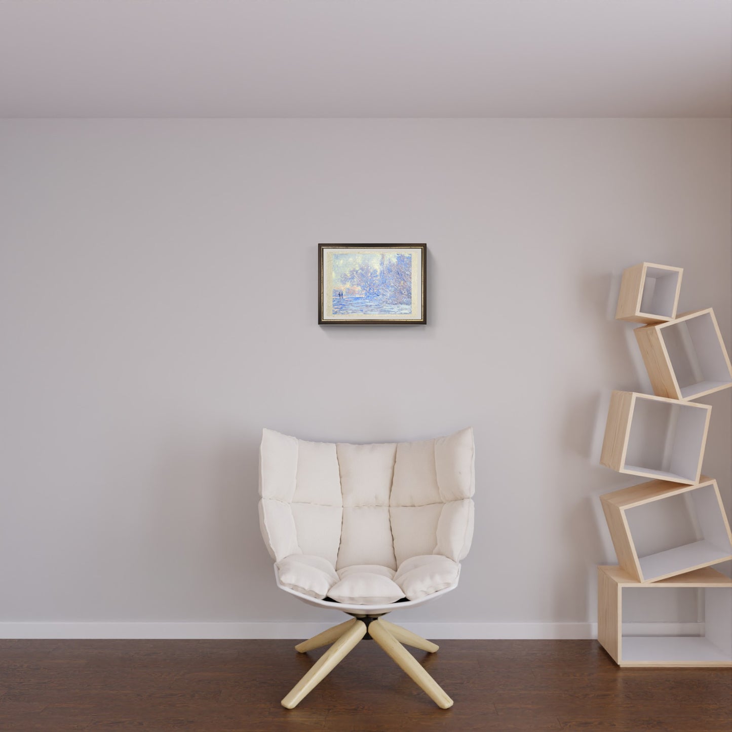 La strada di Giverny sotto la neve di Claude Monet su pregiata carta Amalfi