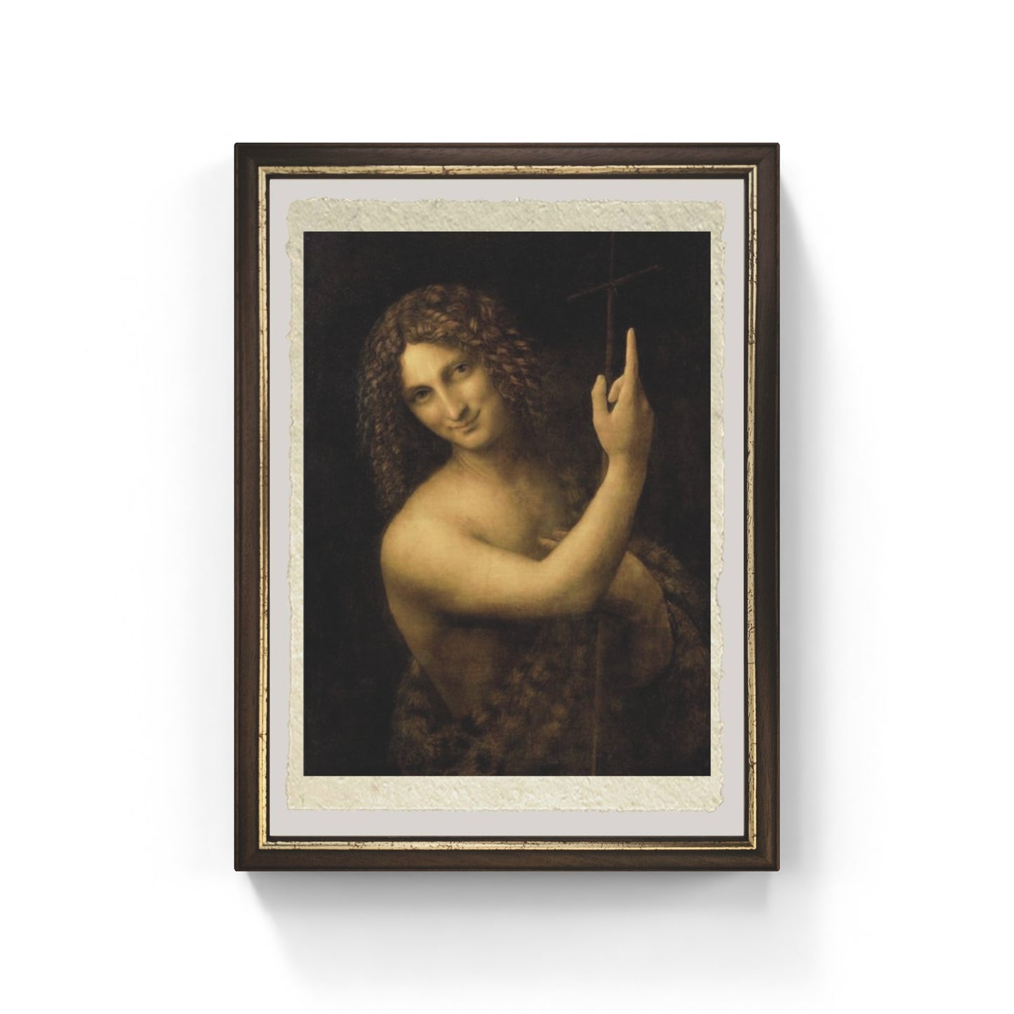 San Giovanni Battista di Leonardo da Vinci su pregiata carta Amalfi