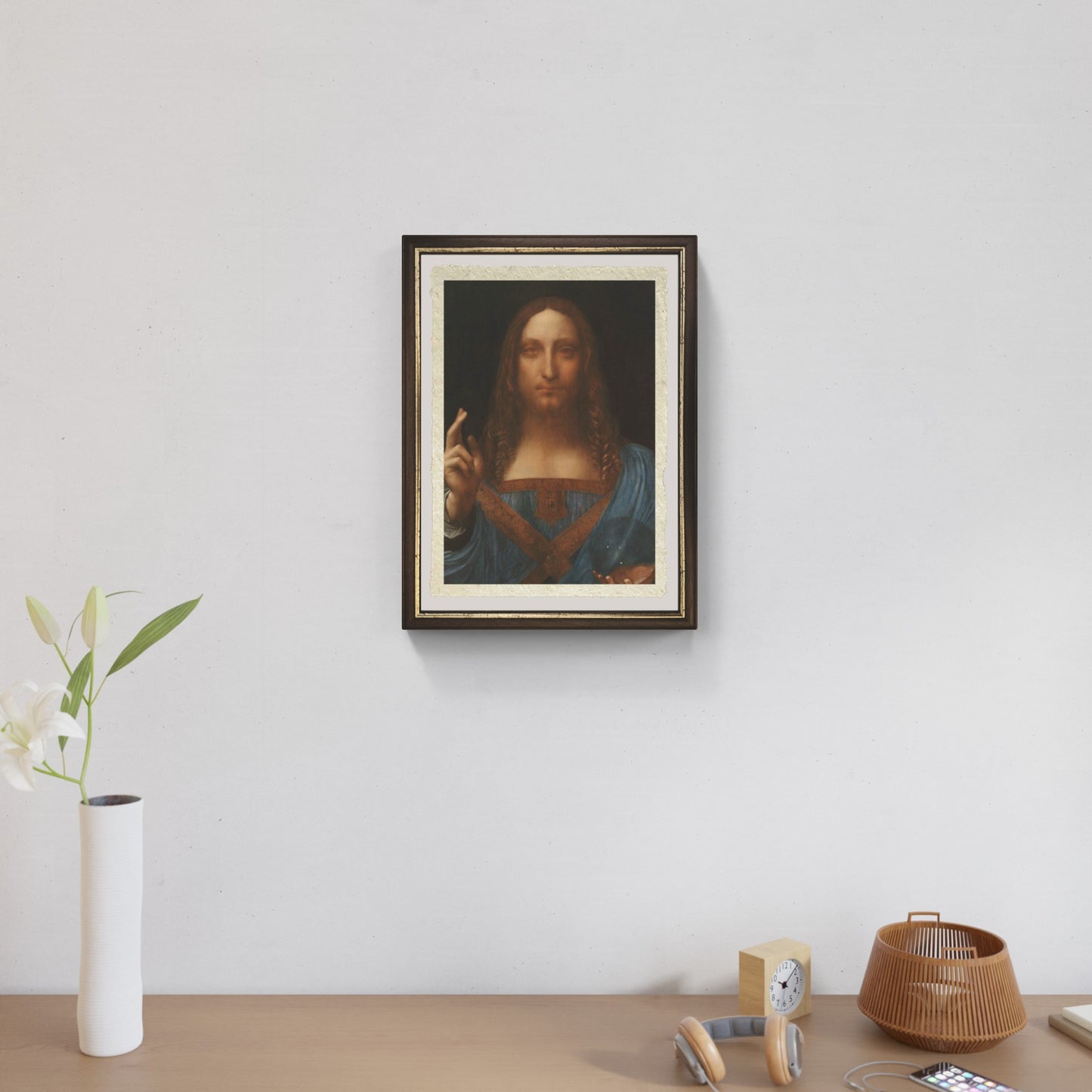 Salvator Mundi di Leonardo da Vinci su pregiata carta Amalfi