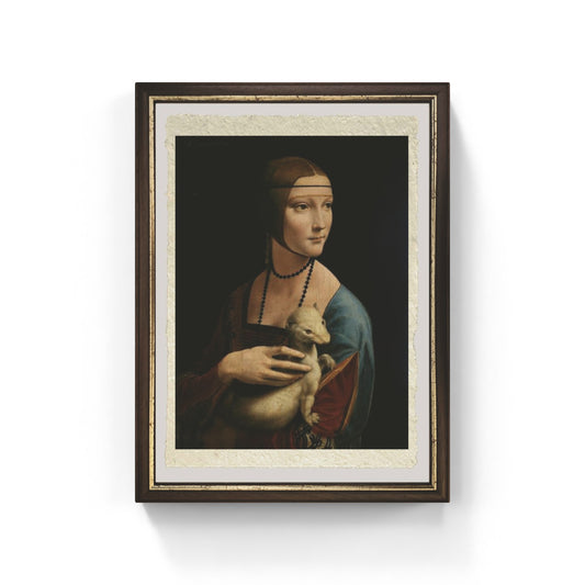 La Dama con l'Ermellino di Leonardo da Vinci su pregiata carta Amalfi