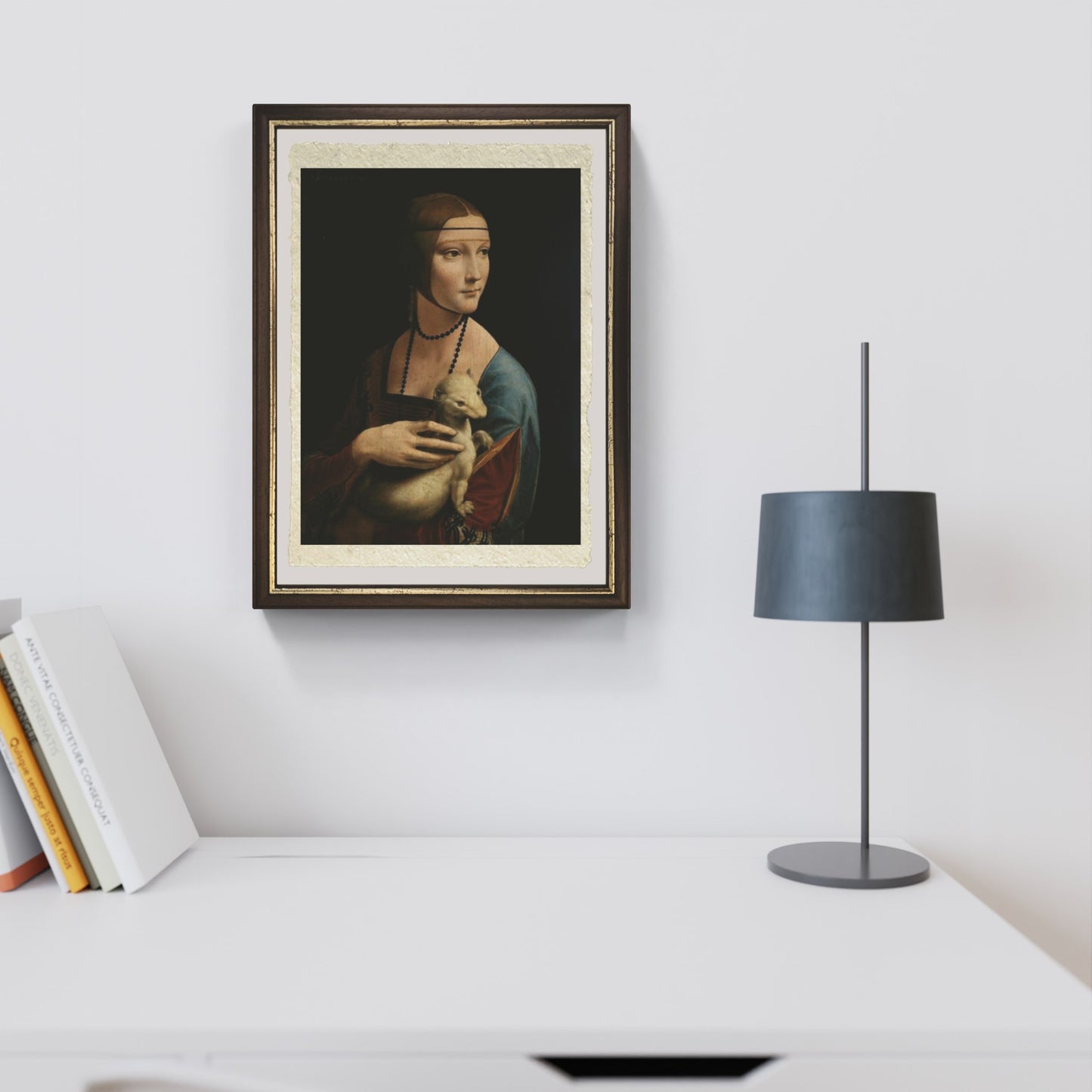 La Dama con l'Ermellino di Leonardo da Vinci su pregiata carta Amalfi