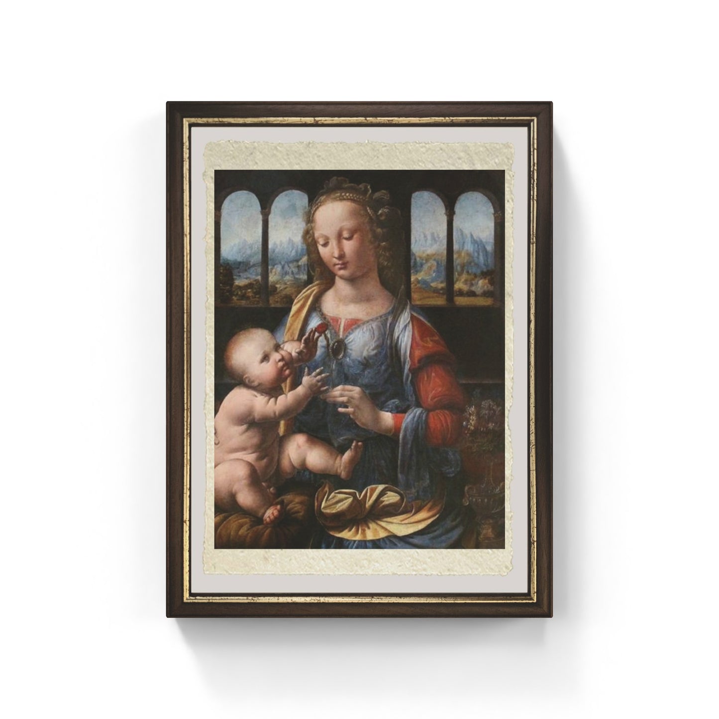 La Madonna del Garofano di Leonardo da Vinci su pregiata carta Amalfi