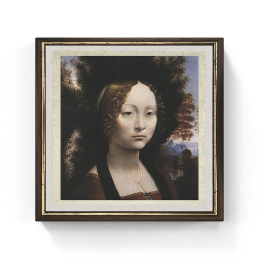 Ritratto di Ginevra de' Benci di Leonardo da Vinci su pregiata carta Amalfi
