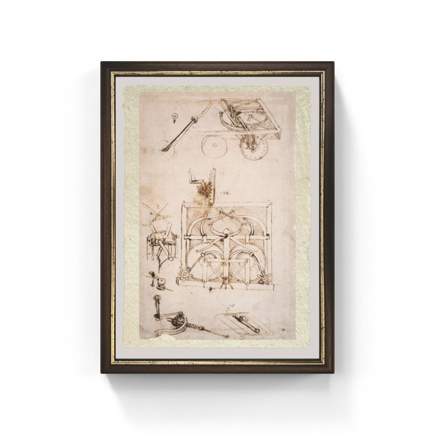 Leonardo Da Vinci's self-propelled chariot on fine Amalfi paper