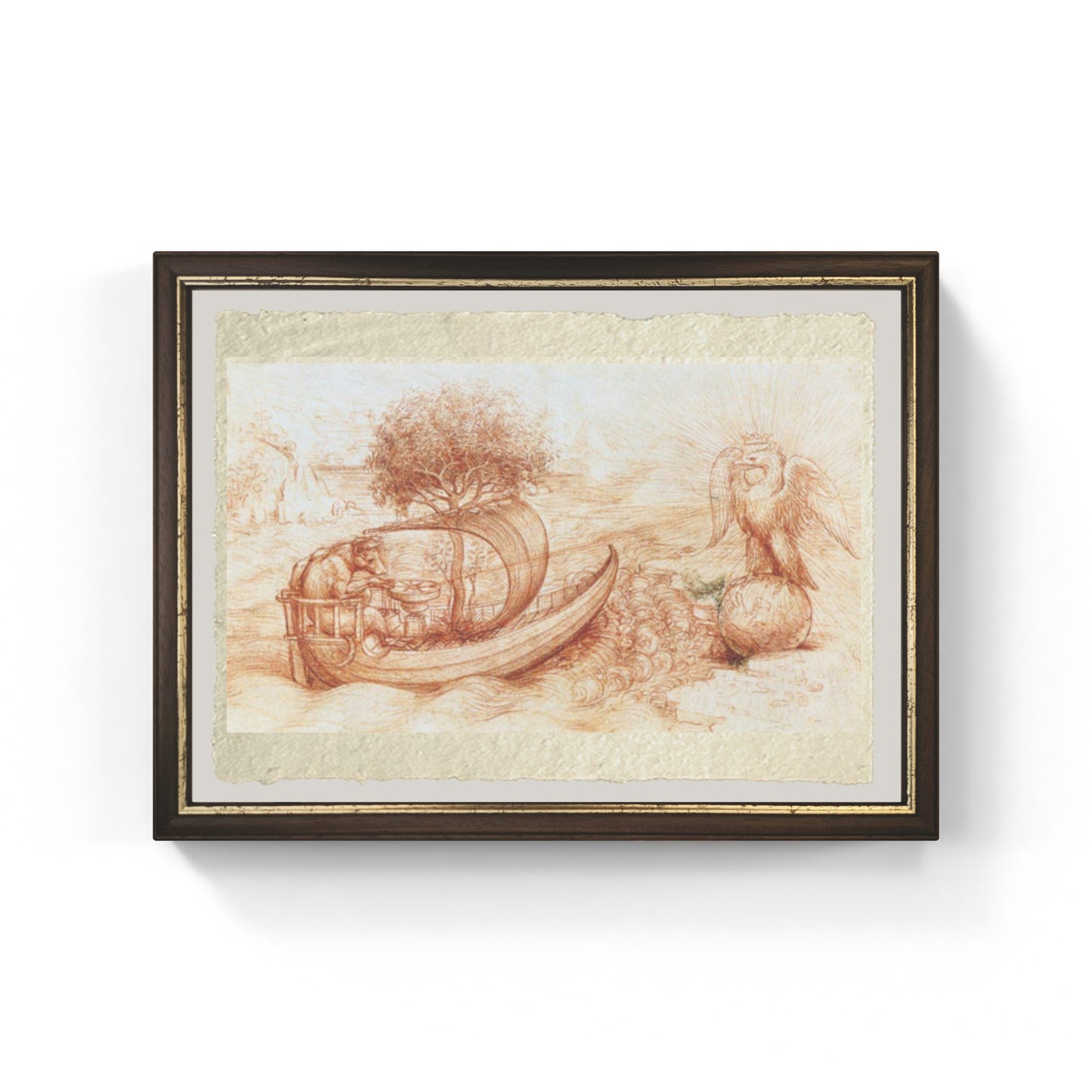 Allegory of the Boat, the Wolf, and the Eagle by Leonardo Da Vinci on fine Amalfi paper