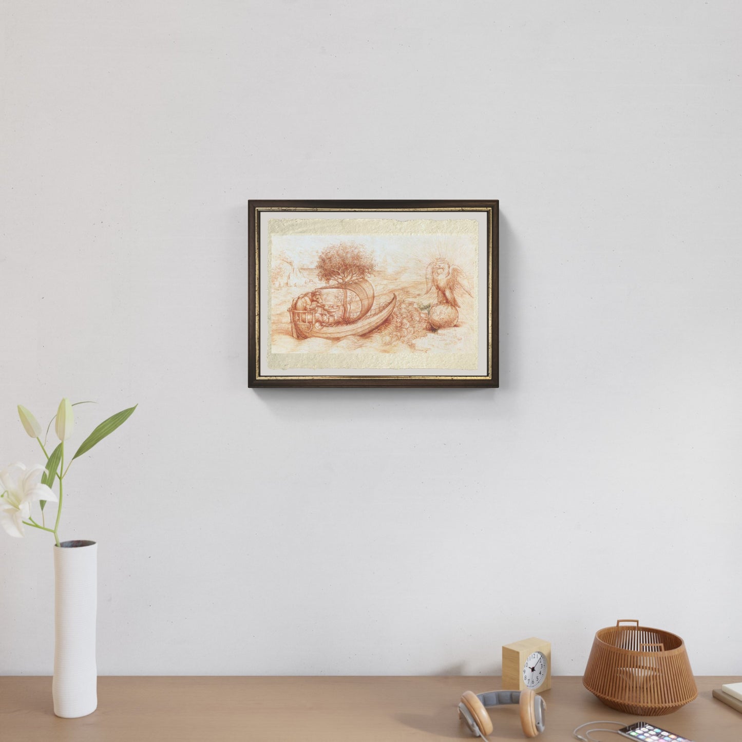 Allegory of the Boat, the Wolf, and the Eagle by Leonardo Da Vinci on fine Amalfi paper