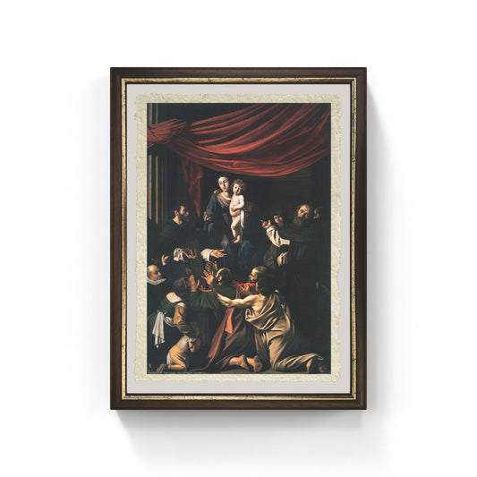 Madonna del Rosario di Caravaggio su pregiata carta Amalfi