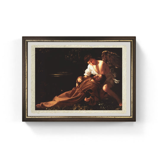San Francesco in estasi di Caravaggio su pregiata carta Amalfi