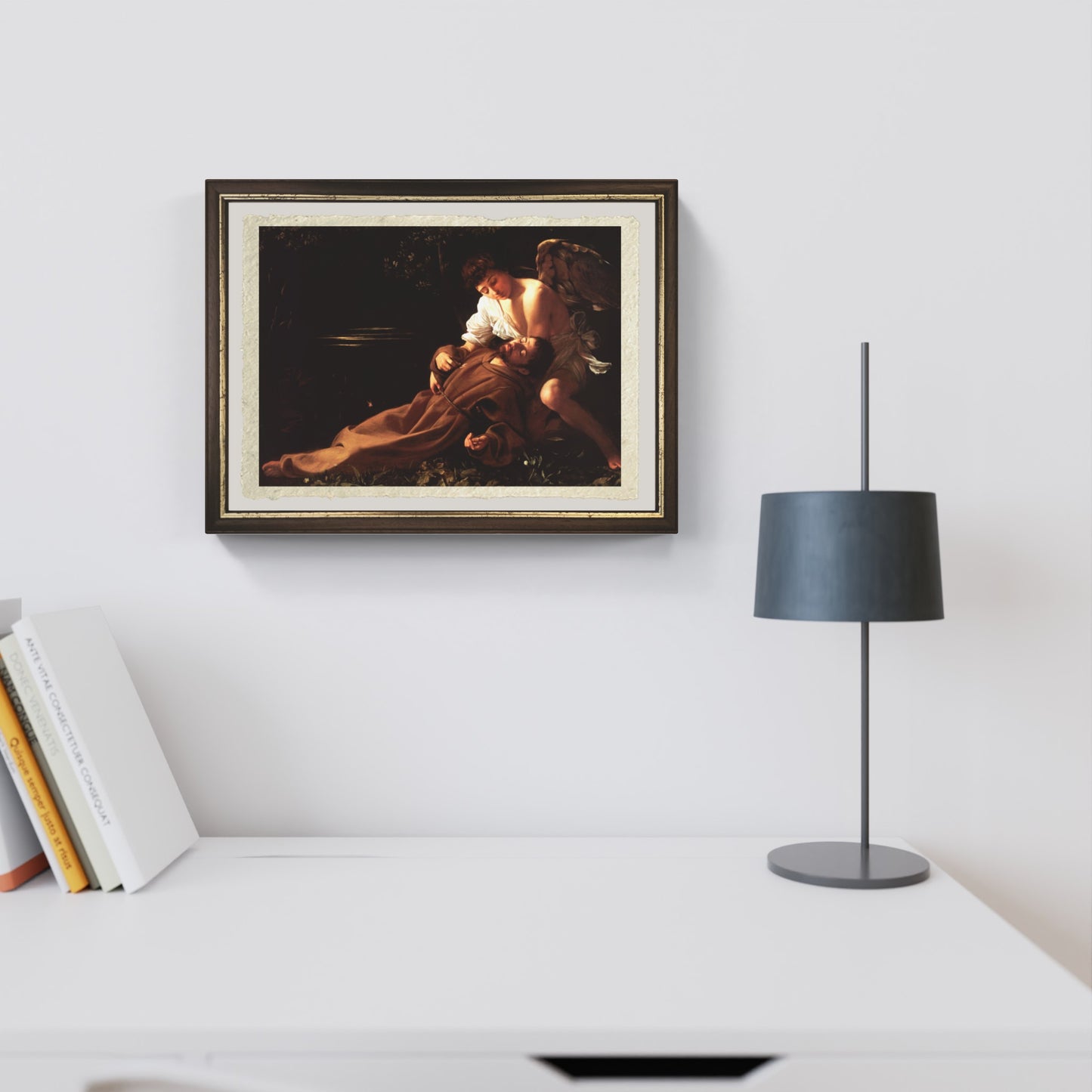 San Francesco in estasi di Caravaggio su pregiata carta Amalfi