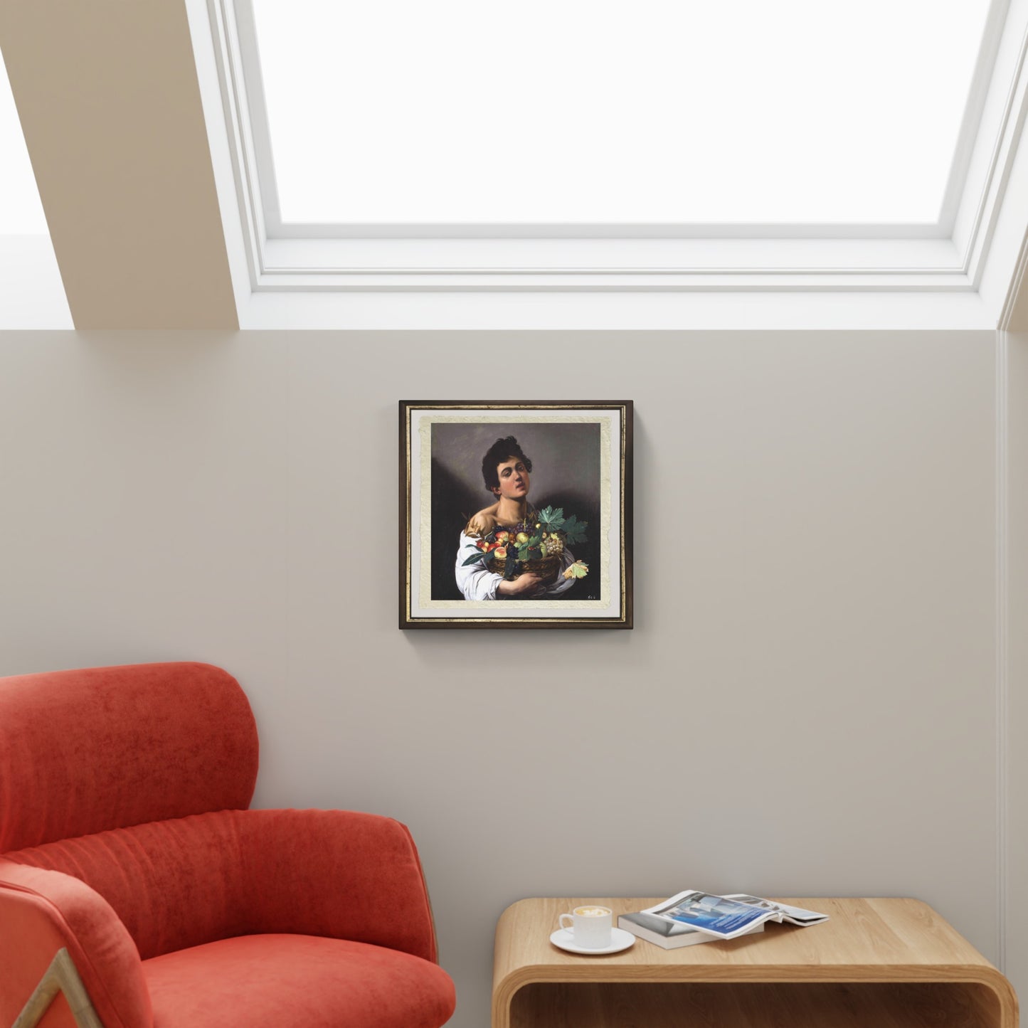 Fanciullo con canestro di frutta di Caravaggio su pregiata carta Amalfi