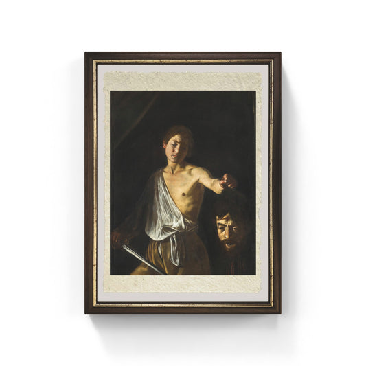 Davide con la testa di Golia di Caravaggio su pregiata carta Amalfi