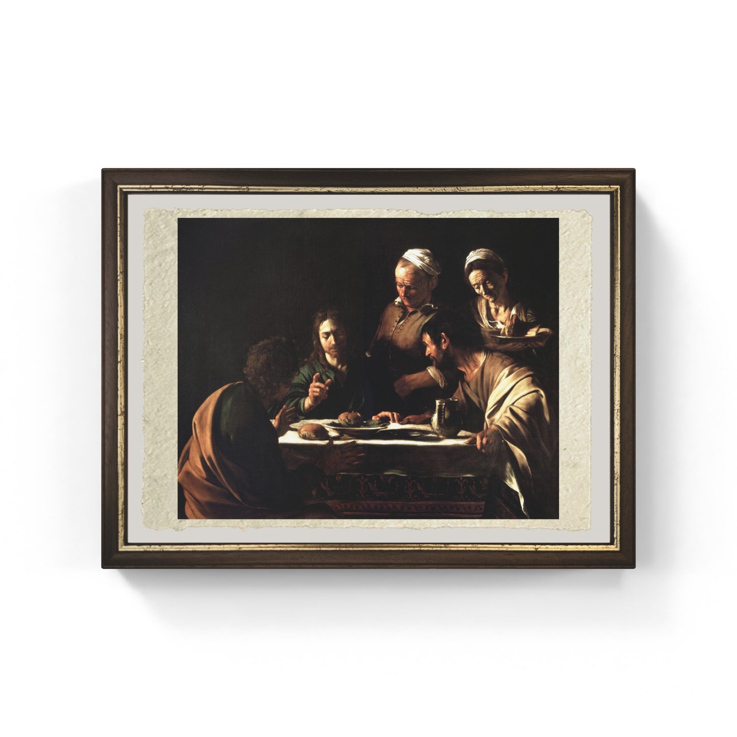 Cena in Emmaus di Caravaggio su pregiata carta Amalfi