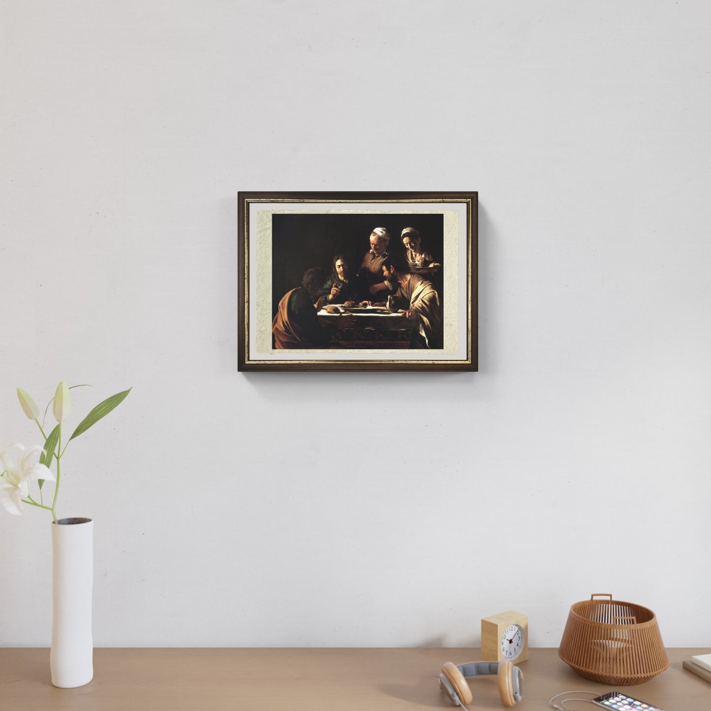 Cena in Emmaus di Caravaggio su pregiata carta Amalfi