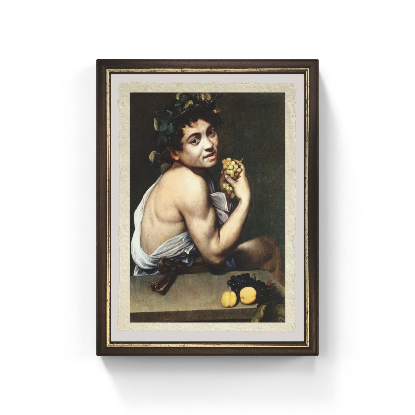 Autoritratto in veste di bacco di Caravaggio su pregiata carta Amalfi