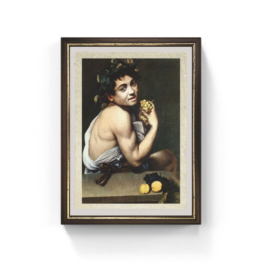 Autoritratto in veste di bacco di Caravaggio su pregiata carta Amalfi