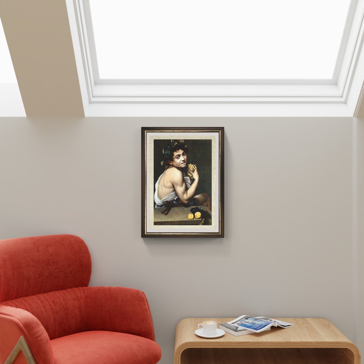 Autoritratto in veste di bacco di Caravaggio su pregiata carta Amalfi