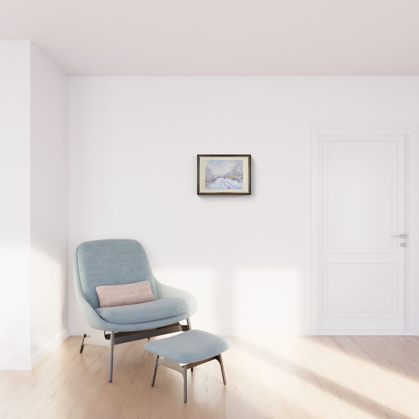 Scena di neve ad Argenteil di Claude Monet su pregiata carta Amalfi