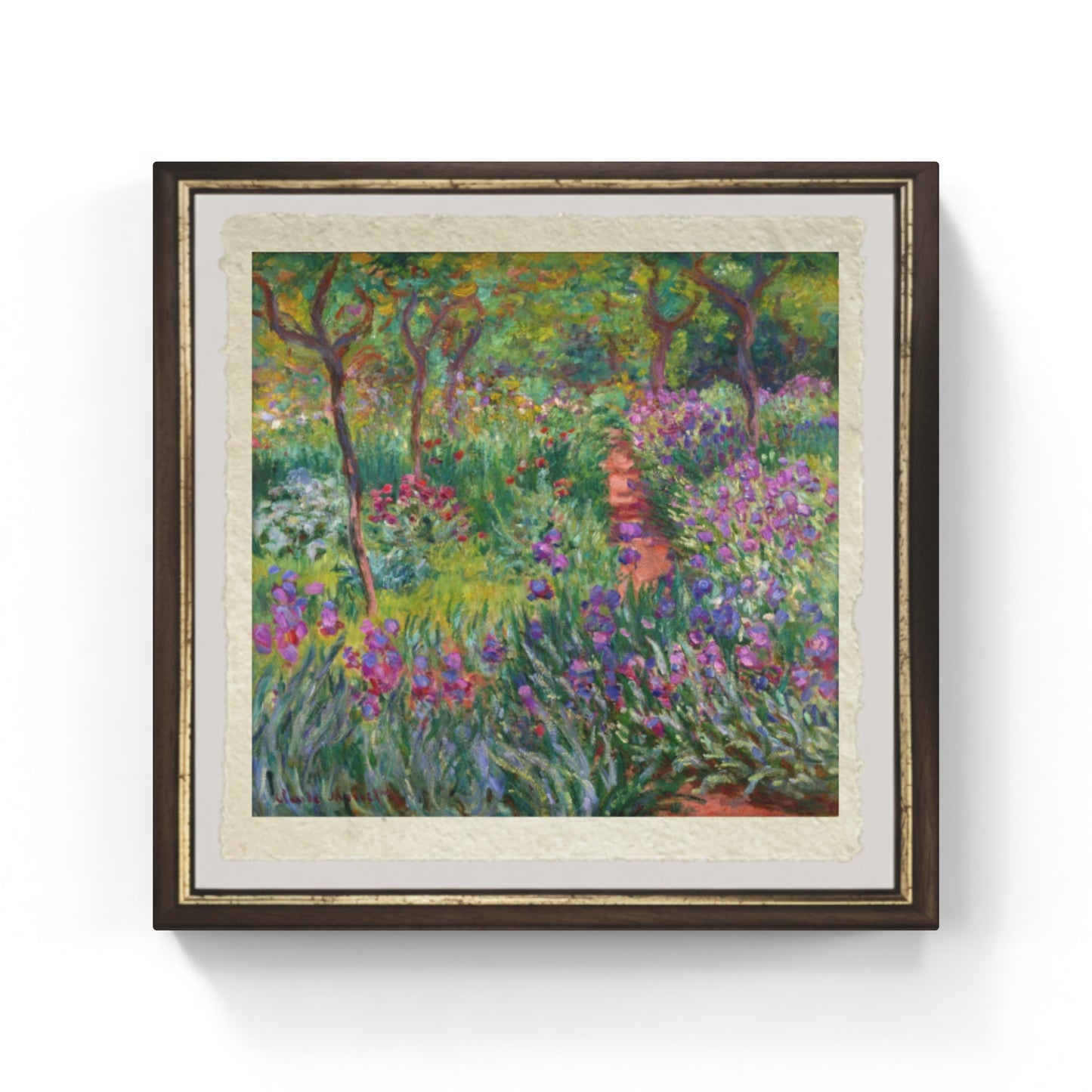 Iris nel giardino di Monet di Claude Monet su pregiata carta Amalfi