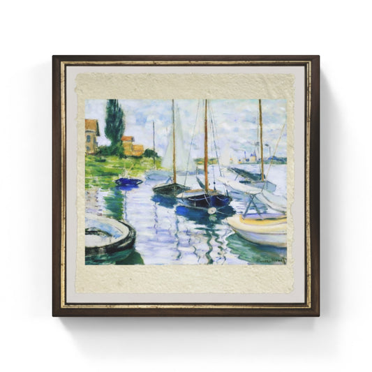 Barche sulla senna a Le Petite-Gennervilliers di Claude Monet su pregiata carta Amalfi