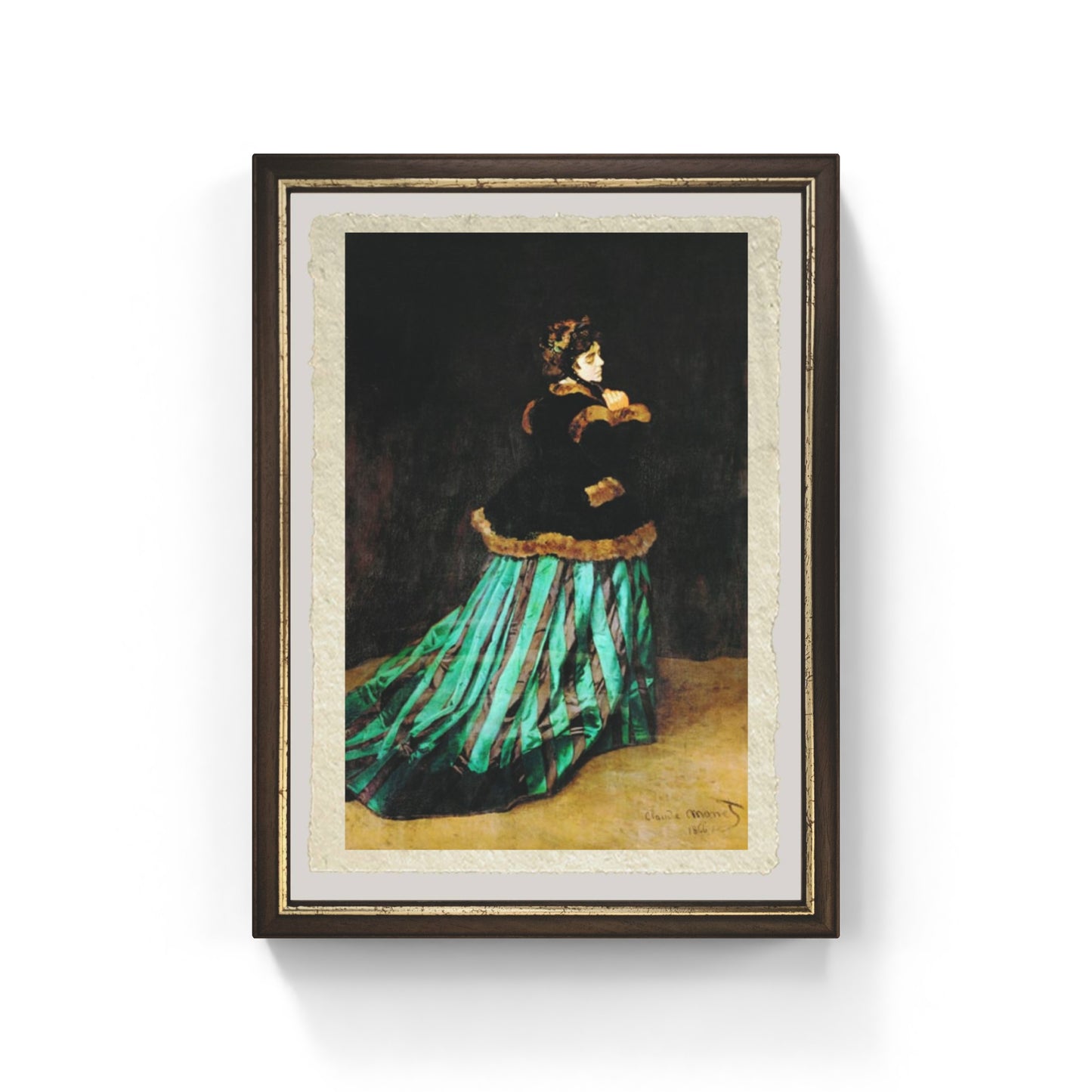 Camille in abito verde di Claude Monet su pregiata carta Amalfi
