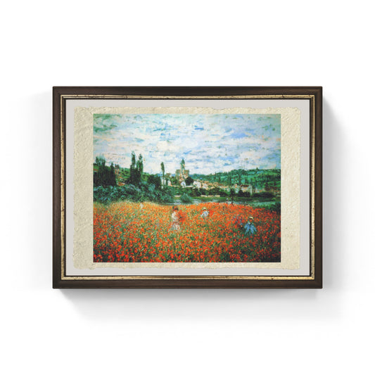 Campo di papaveri a Vètheuil di Claude Monet su pregiata carta Amalfi