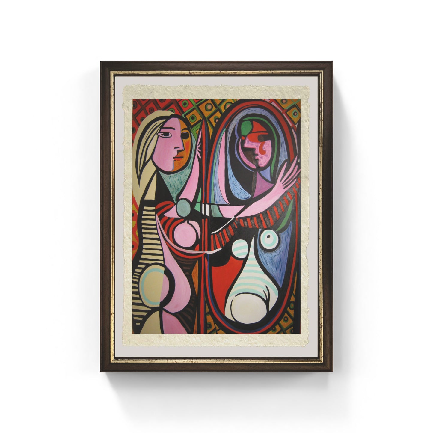 Ragazza di fronte allo specchio di Pablo Picasso su pregiata carta Amalfi