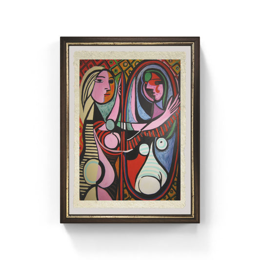 Ragazza di fronte allo specchio di Pablo Picasso su pregiata carta Amalfi