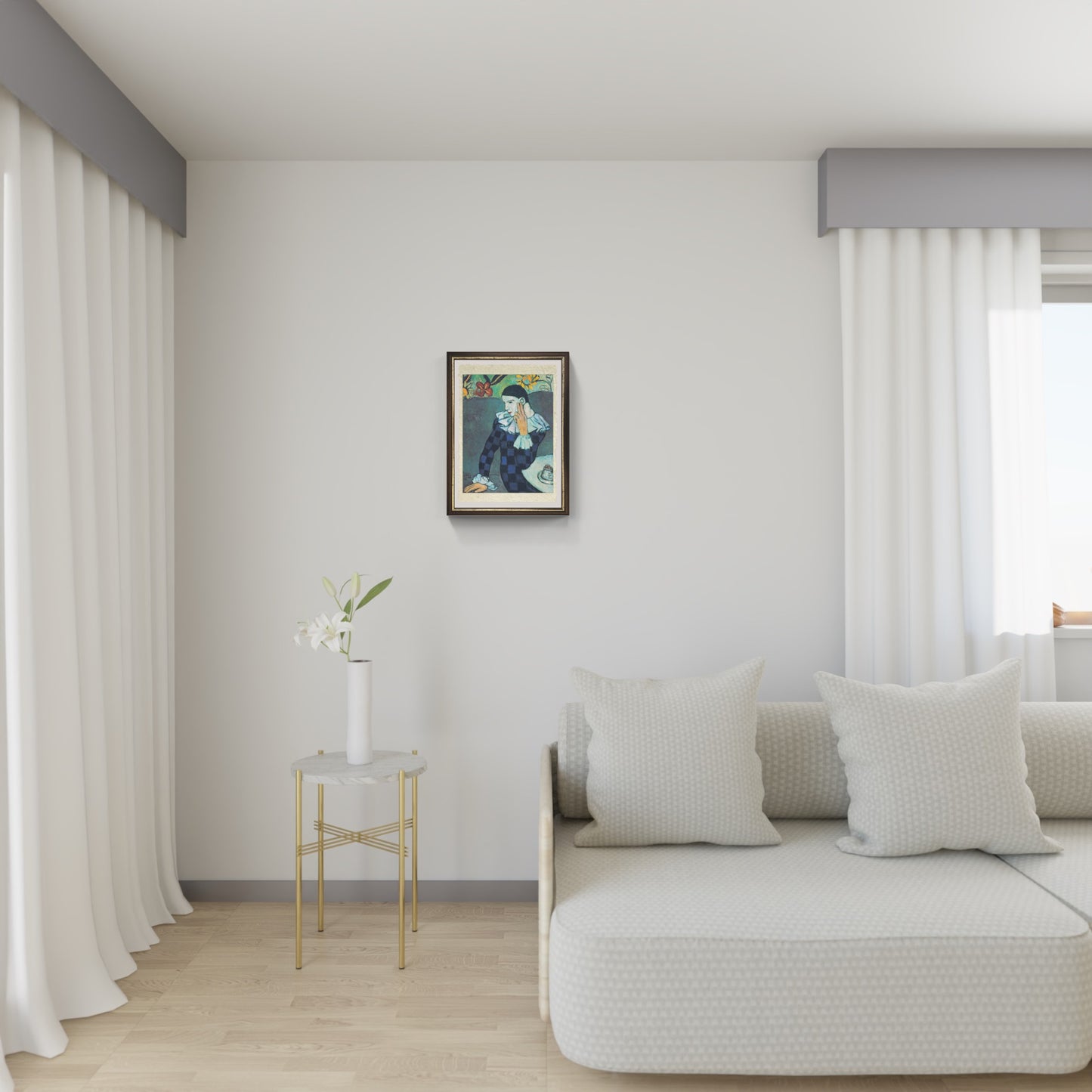 Arlecchino pensoso di Pablo Picasso su pregiata carta Amalfi