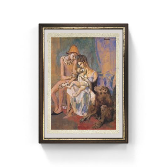 La Famiglia di acrobati con scimmia di Pablo Picasso su pregiata carta Amalfi
