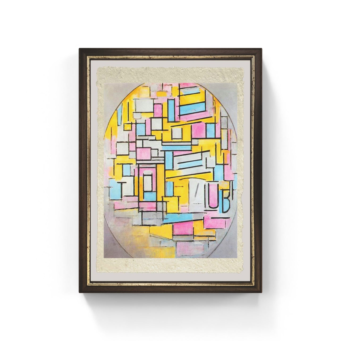 Composition with Oval in Color Planes II di Piet Mondrian su pregiata carta Amalfi